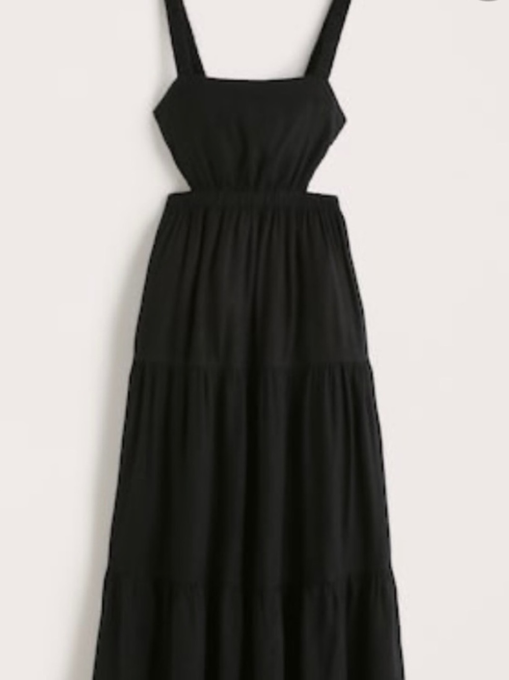 Abercrombie and Fitch Black Linen-Blend Cutout Maxi Dress